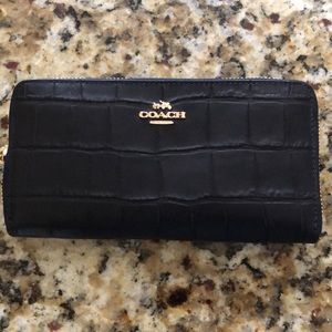 Coach large zipper crocodile skin wallet